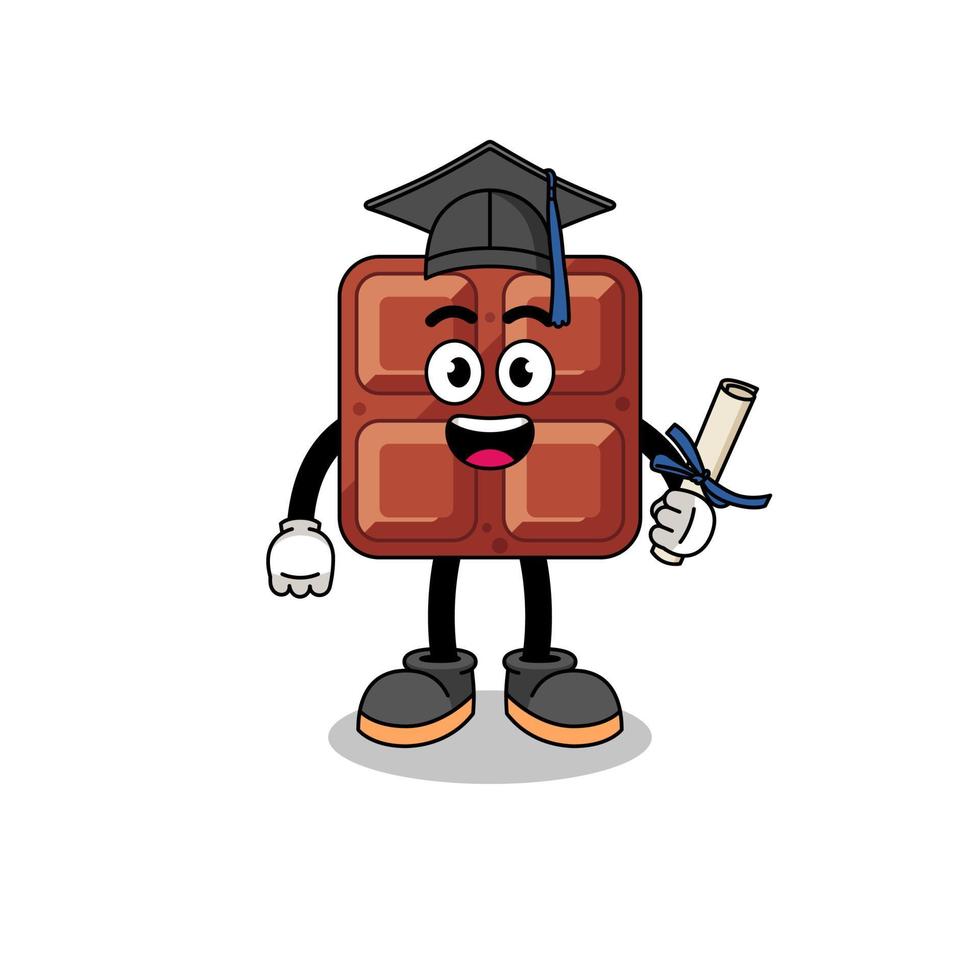 chocola bar mascotte met diploma uitreiking houding vector