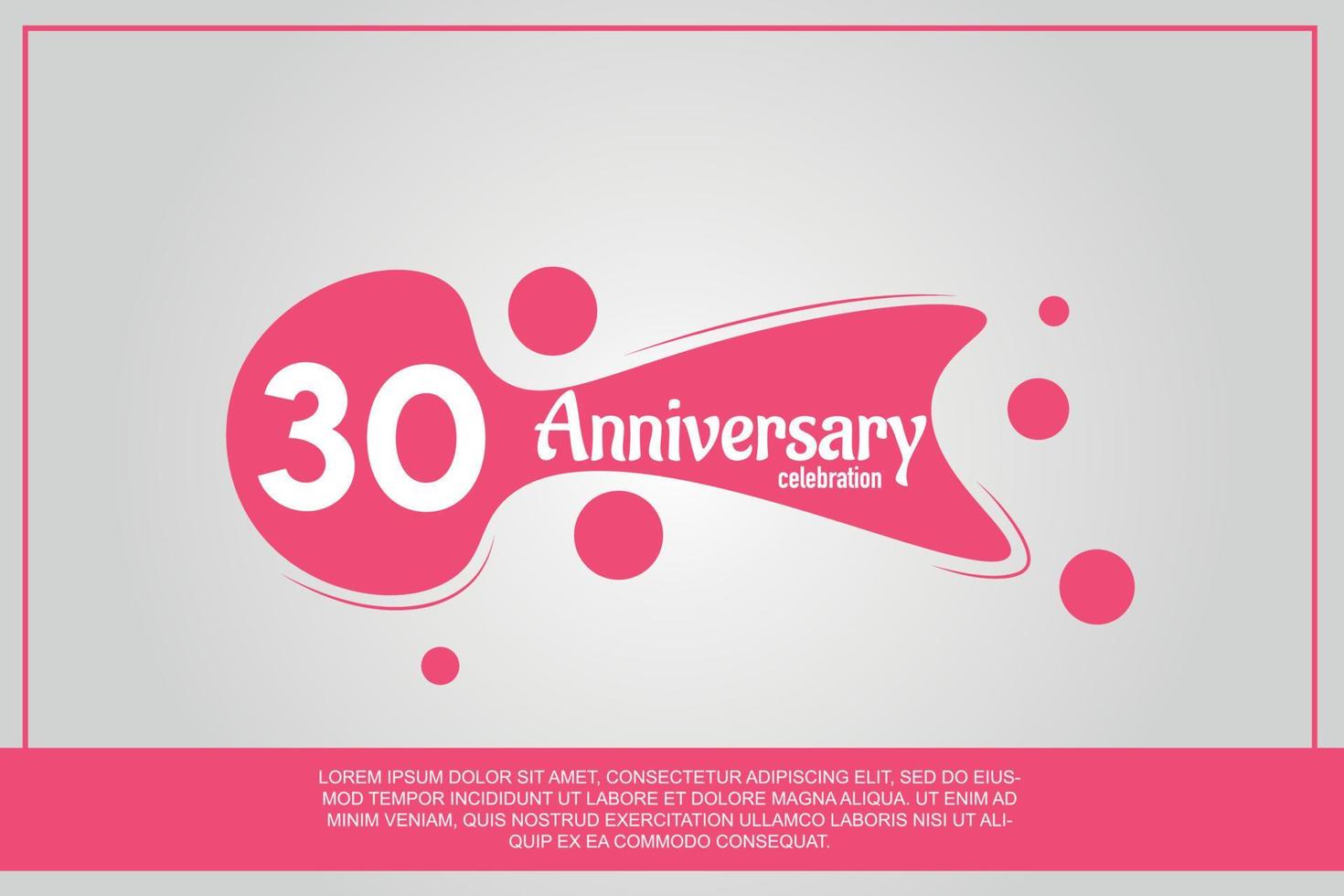 30 jaar verjaardag viering logo met roze kleur ontwerp met roze kleur bubbels Aan grijs achtergrond vector abstract illustratie