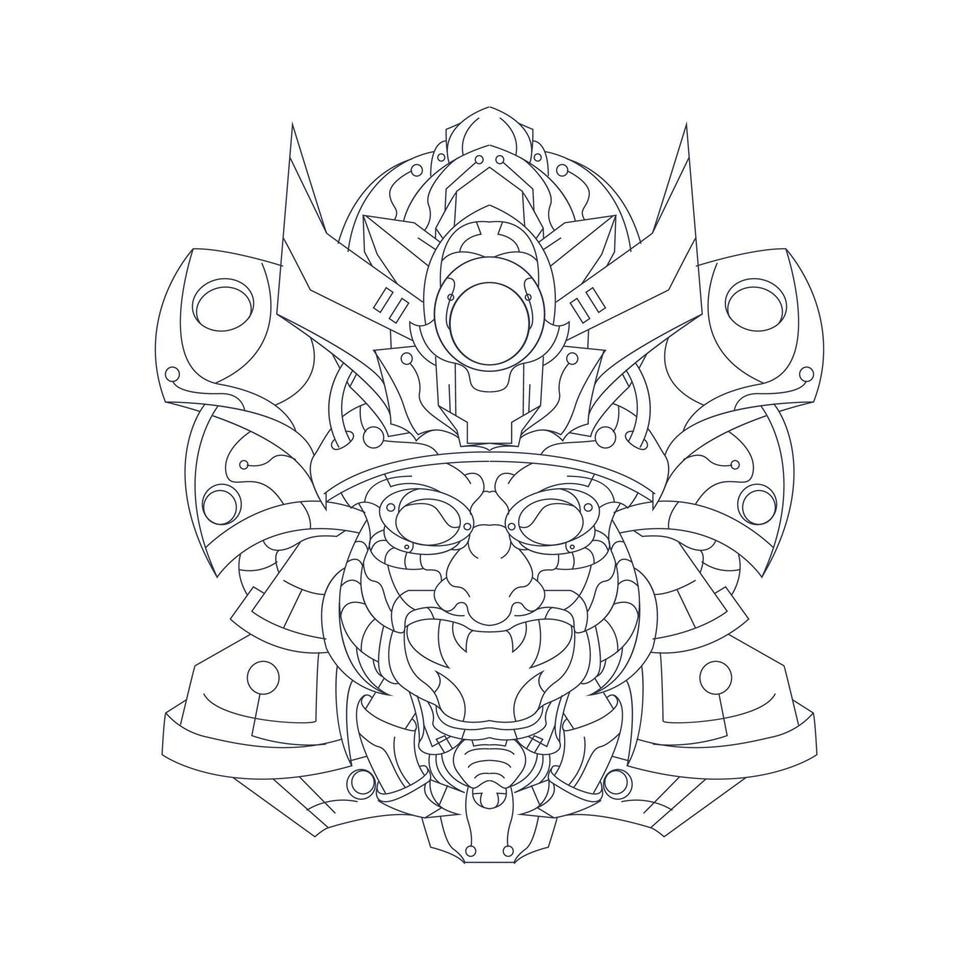 vector hand getekende illustratie van satan ronin