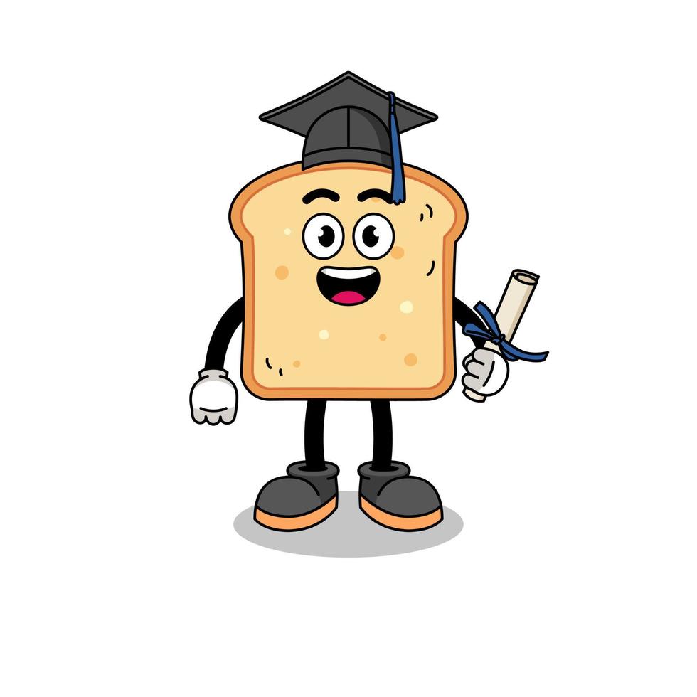 brood mascotte met diploma uitreiking houding vector
