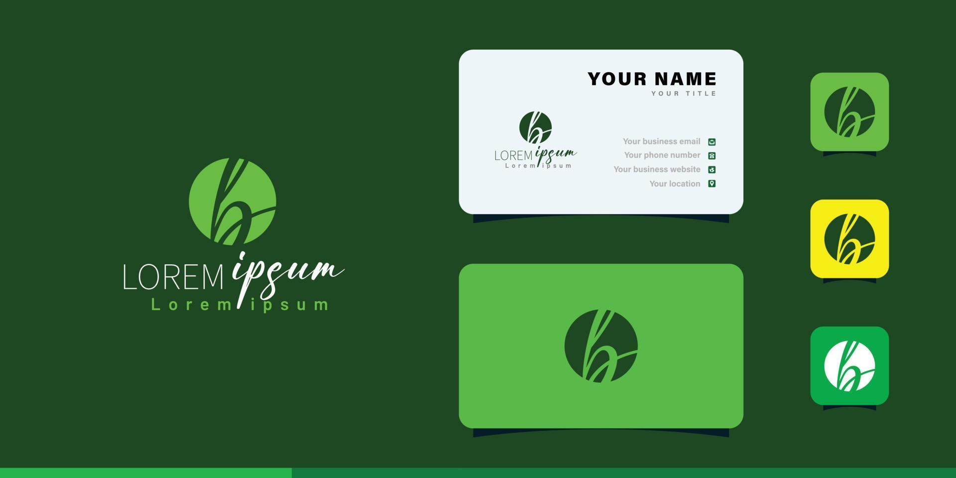 elegant brief b logo ontwerp sjabloon met groen achtergrond vector