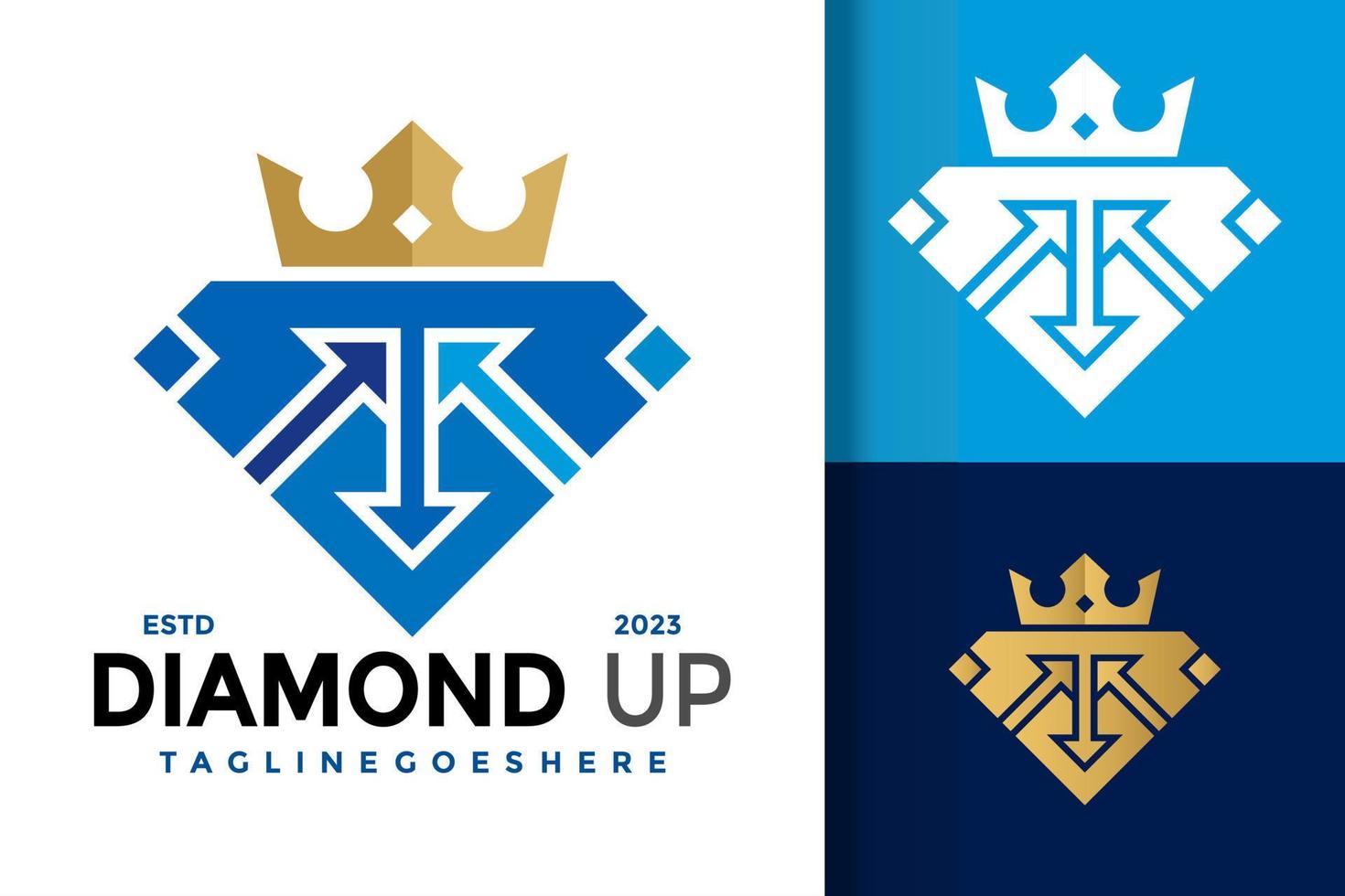 diamant koning pijl logo logos ontwerp element voorraad vector illustratie sjabloon