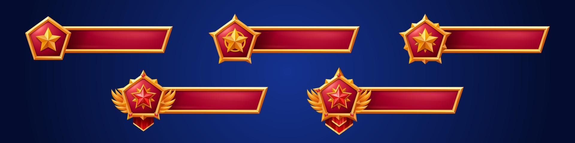 spel banners met ster insignes, leeg titel bar vector