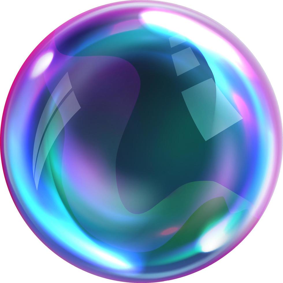 zeep regenboog bubbels met reflecties vector