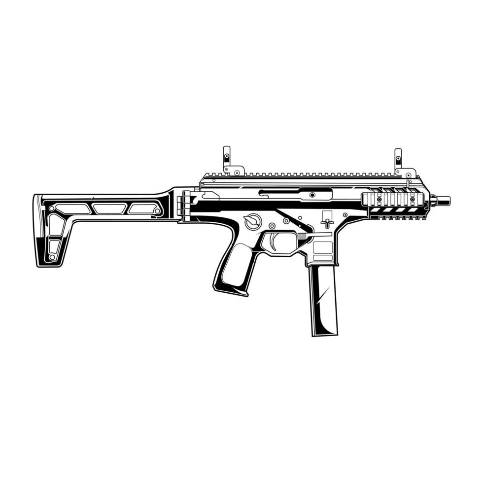 ontwerp vector geweer baretta pmx zwart en wit kleur