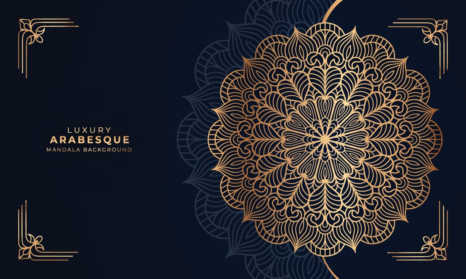 luxe mandala achtergrond met gouden arabesk patroon, decoratief sier- mandala voor uitnodiging kaart, boek omslag, poster, afdrukken vector