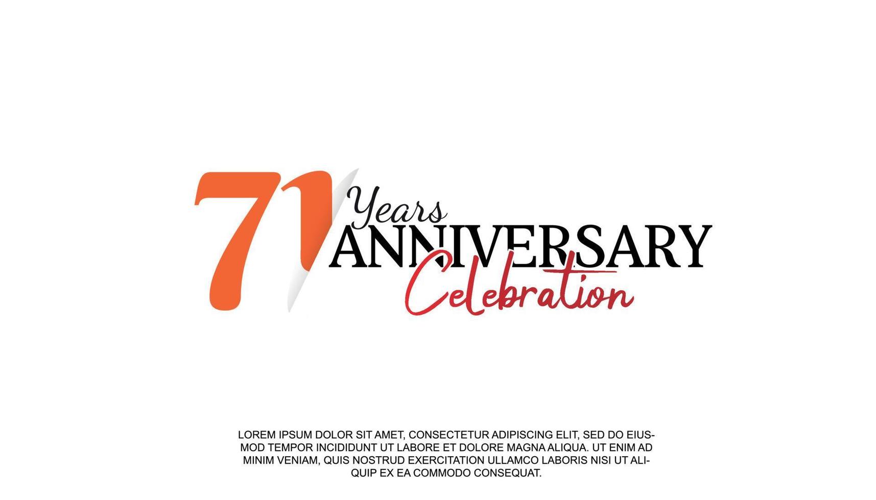 71 jaren verjaardag logotype aantal met rood en zwart kleur voor viering evenement geïsoleerd vector