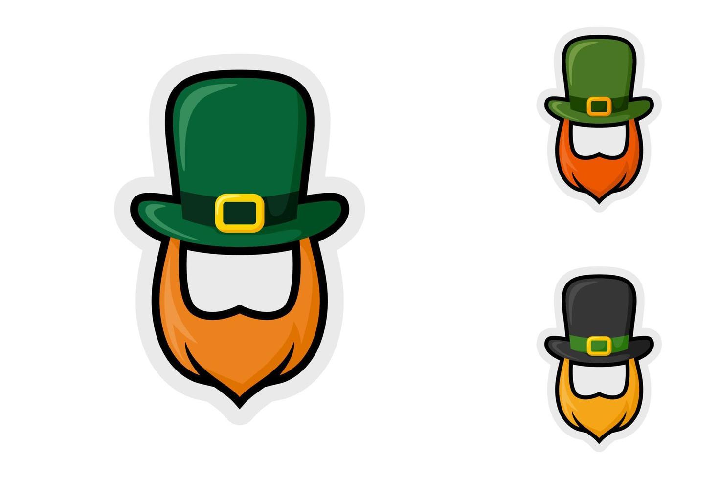 Notitie sticker reeks met elf van Ierse folklore hoed en baard vector