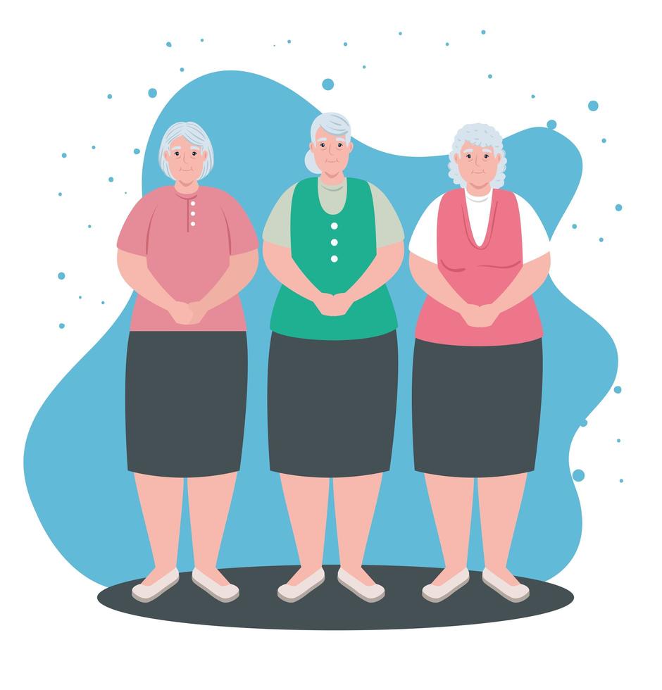 groep schattige oude vrouwen, senior vrouwen lachend vector