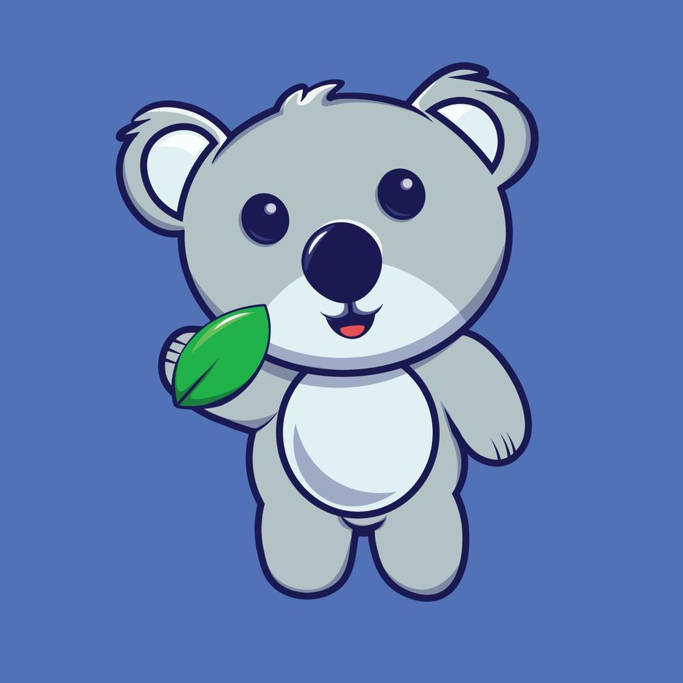 koala Holding een blad tekenfilm karakter illustratie vector