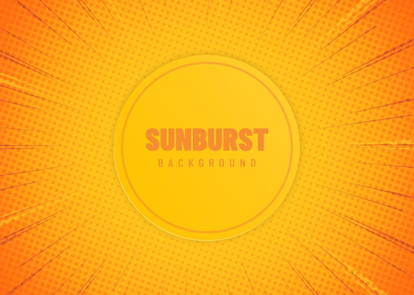 mooie sunburst achtergrond kleurrijk met geeloranje zon. vector