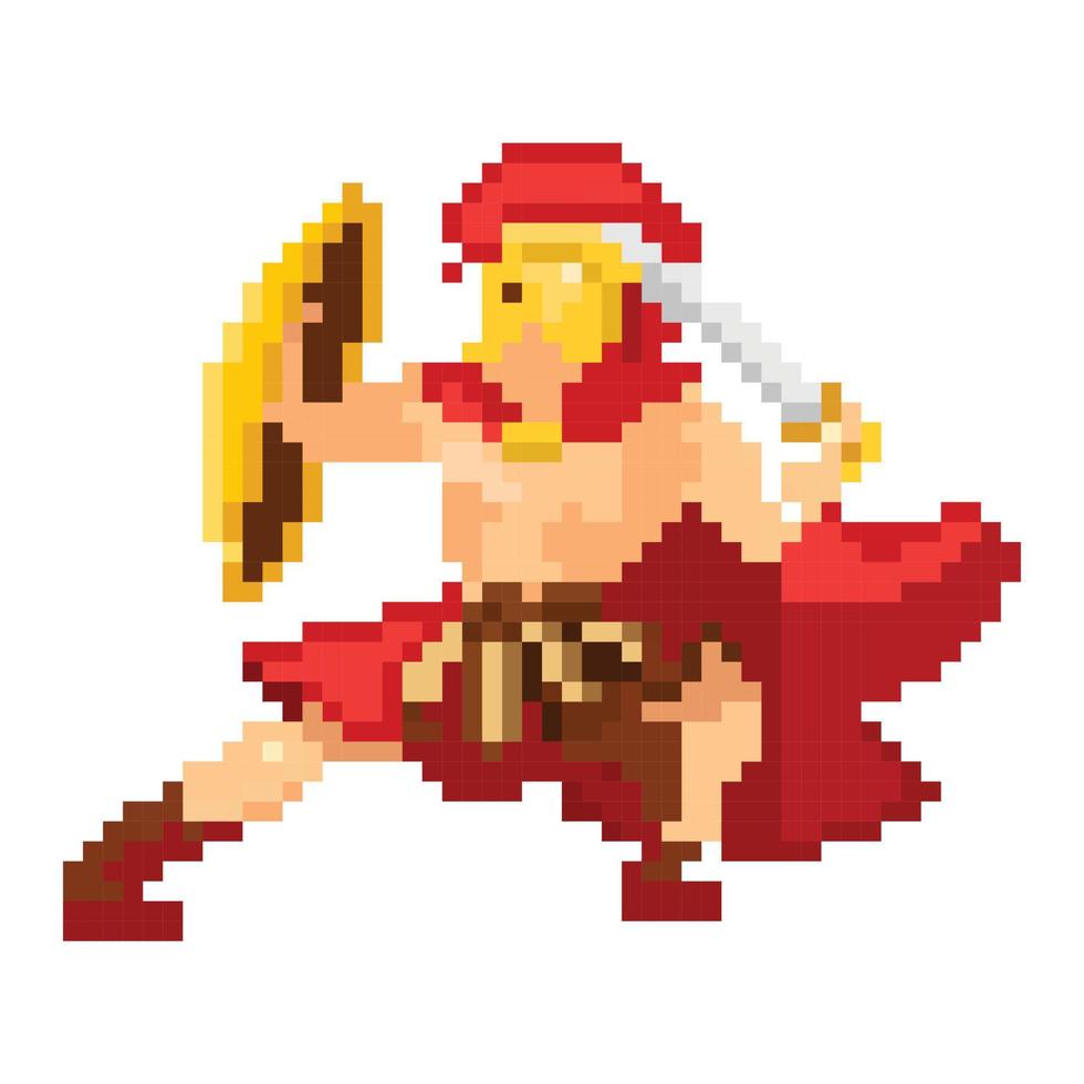 ridder tekenfilm karakter in pixel kunst stijl. pixel kunst krijger vector