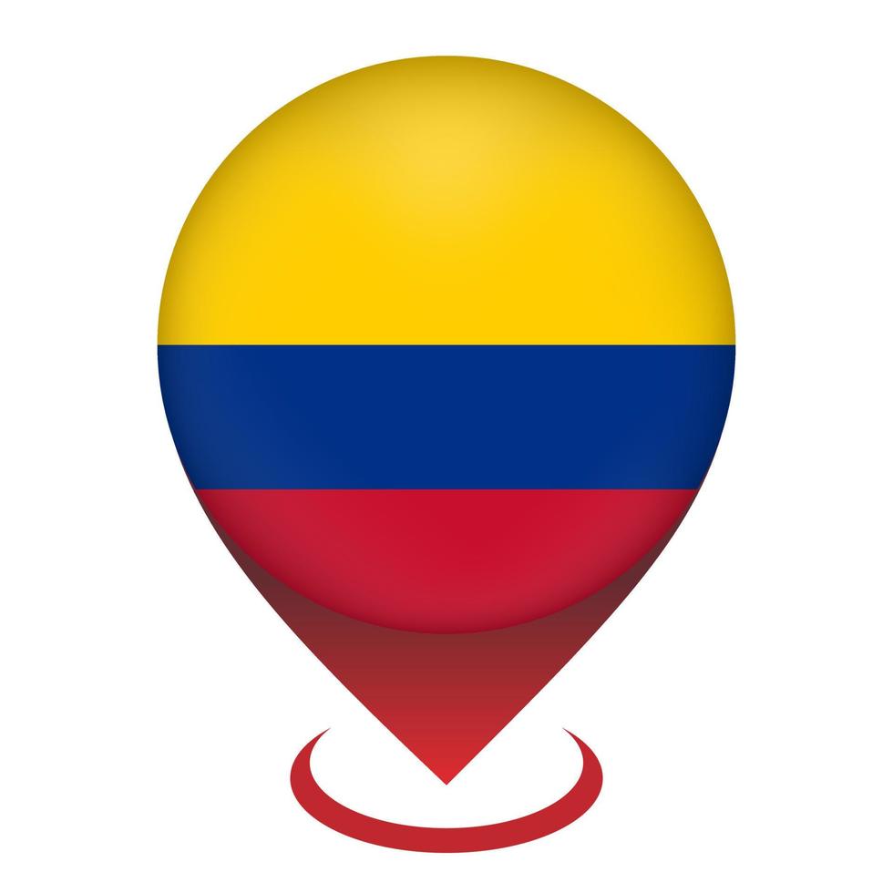 kaartaanwijzer met contry colombia. vlag van colombia. vectorillustratie. vector