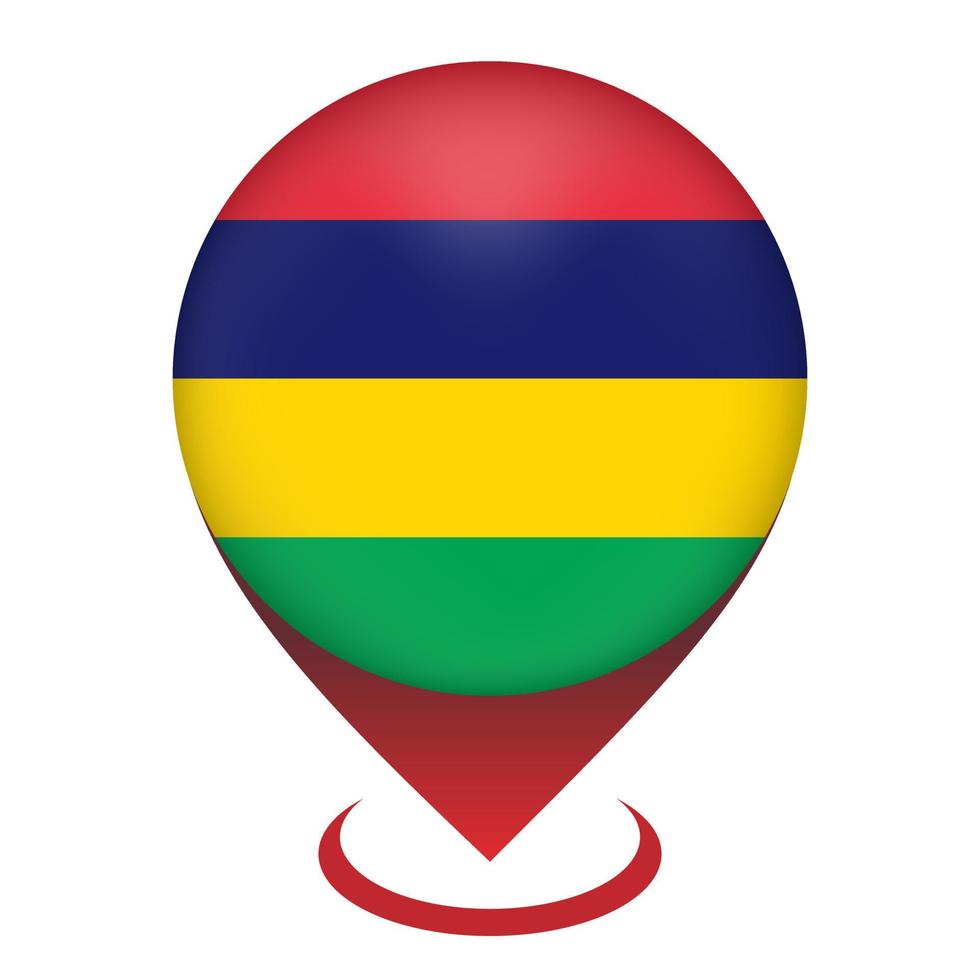 kaartaanwijzer met contry mauritius. Mauritius vlag. vectorillustratie. vector
