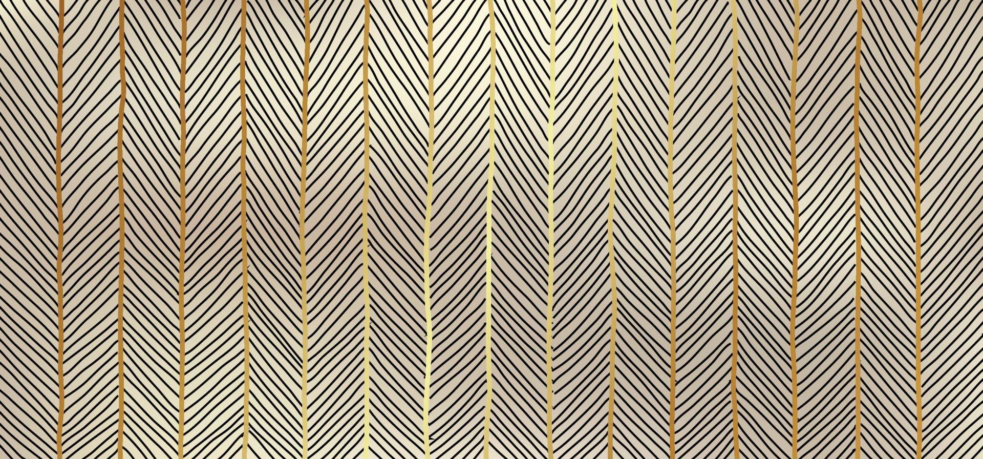 abstracte hand getekend gouden lijnen kunst patroon op gouden achtergrond luxe stijl. vector