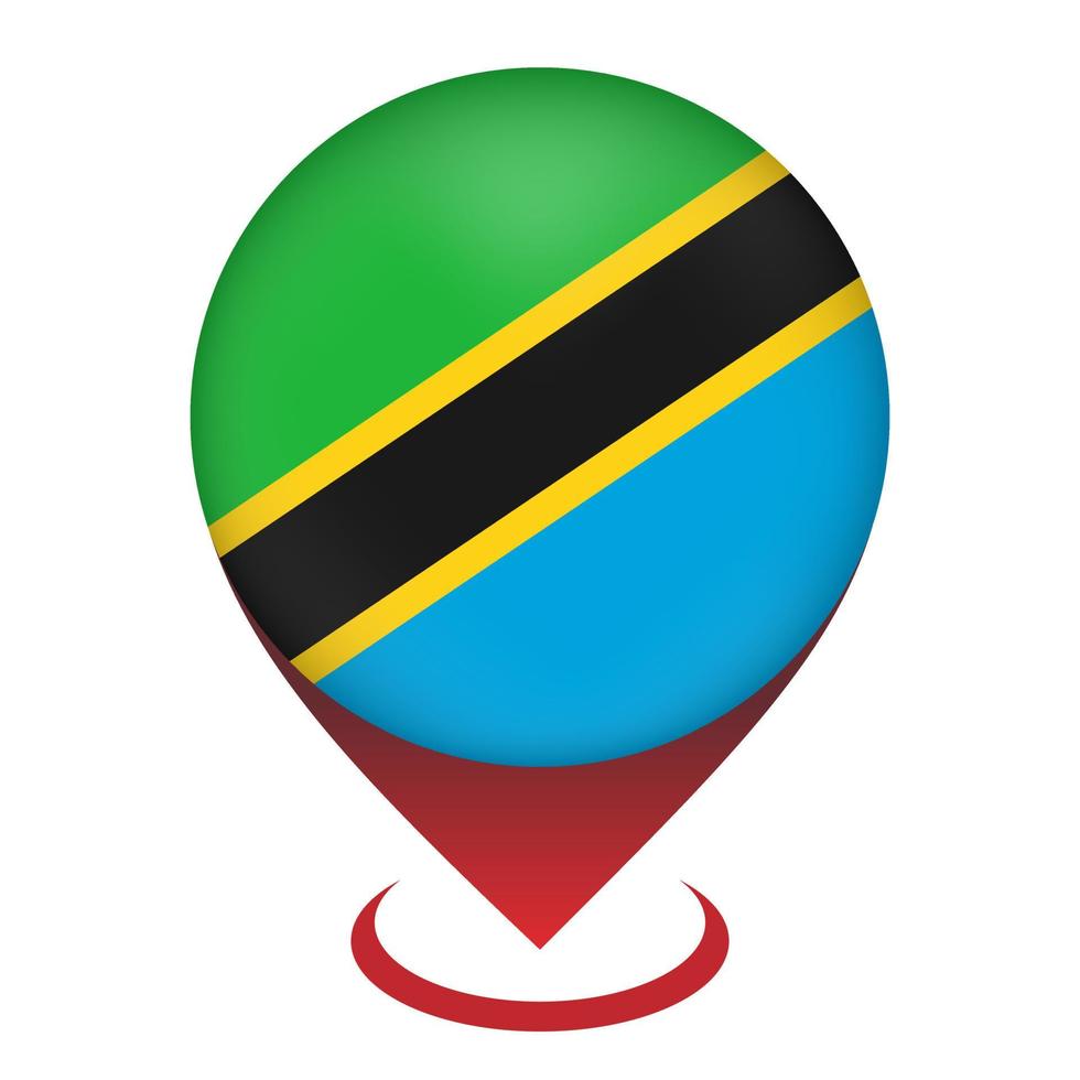 kaartaanwijzer met land Tanzania. Tanzaniaanse vlag. vectorillustratie. vector
