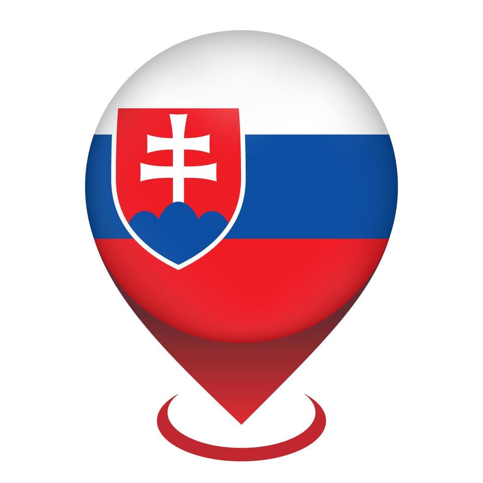 kaartaanwijzer met contry slowakije. vlag van Slowakije. vectorillustratie. vector