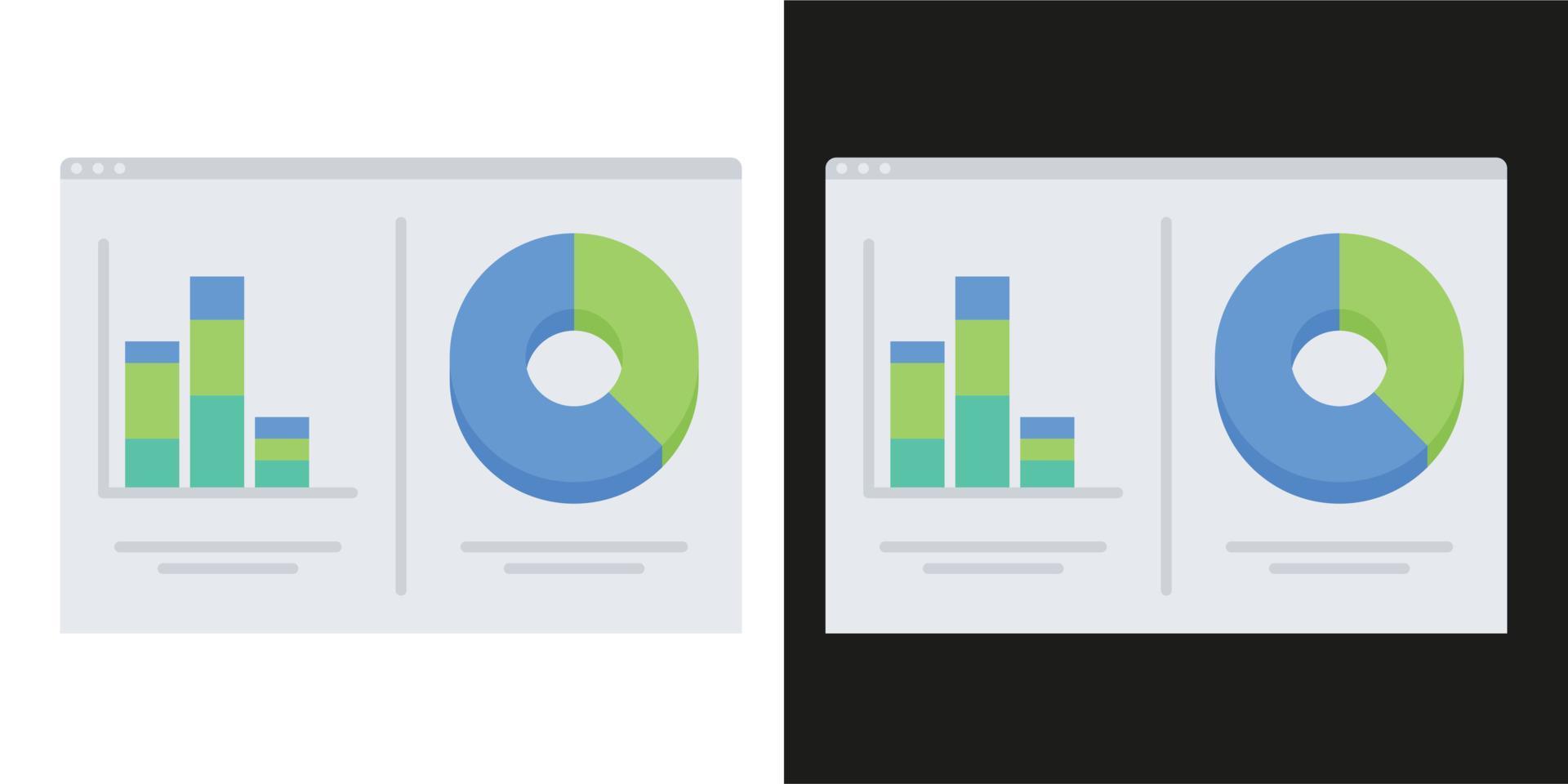 vlak vector ontwerp statistisch en gegevens analyse voor bedrijf financiën investering concept Aan web browser, vector illustratie van analyse, programma, bladzijde, chatten, grafiek, koppel, toezicht houden