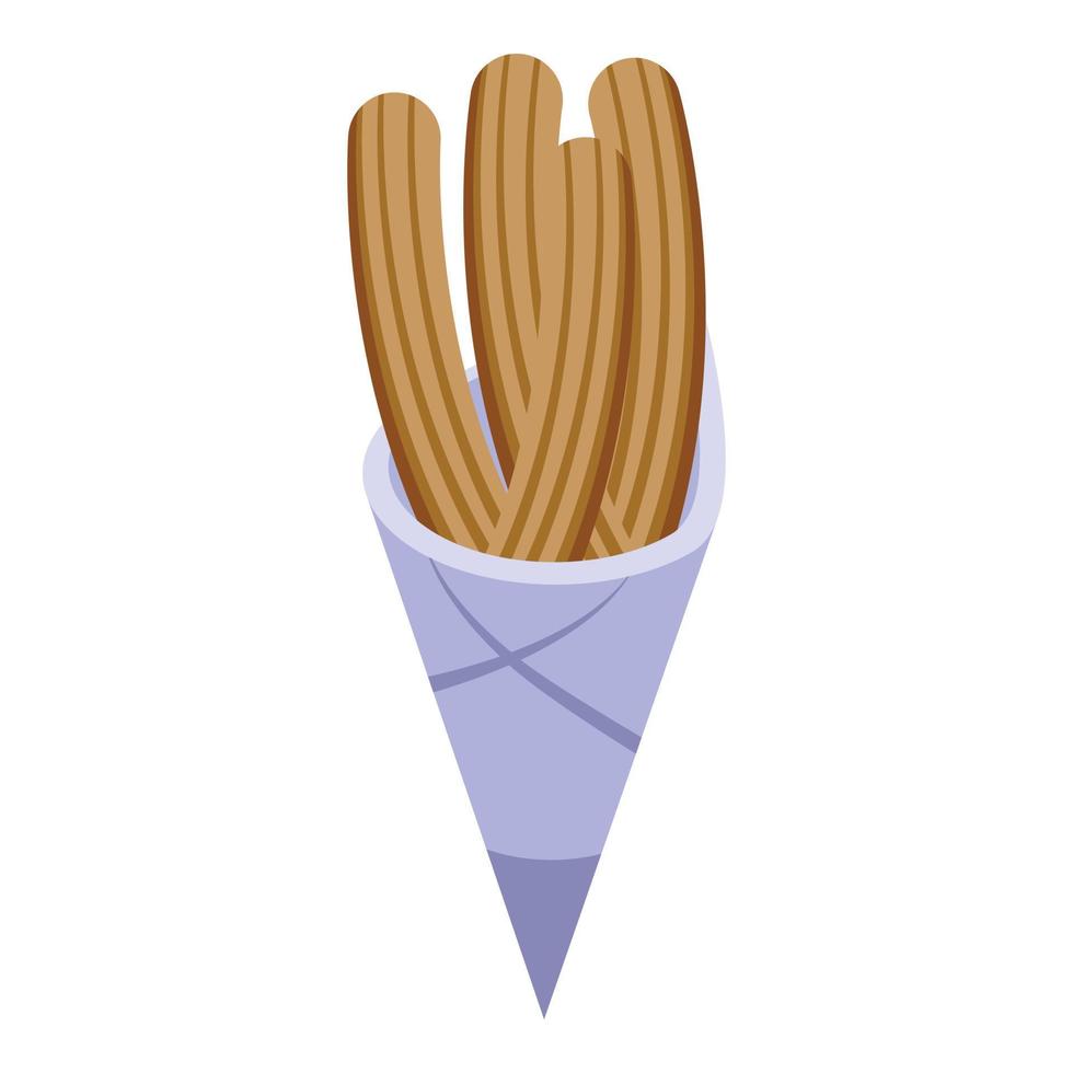 chocola churros icoon isometrische vector. Spanje churro vector