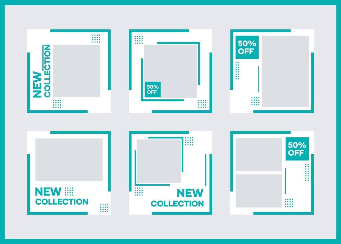 sjabloonbundel voor sociale media. met groen op een witte achtergrond. geschikt voor posts op sociale media en internetreclame op websites vector