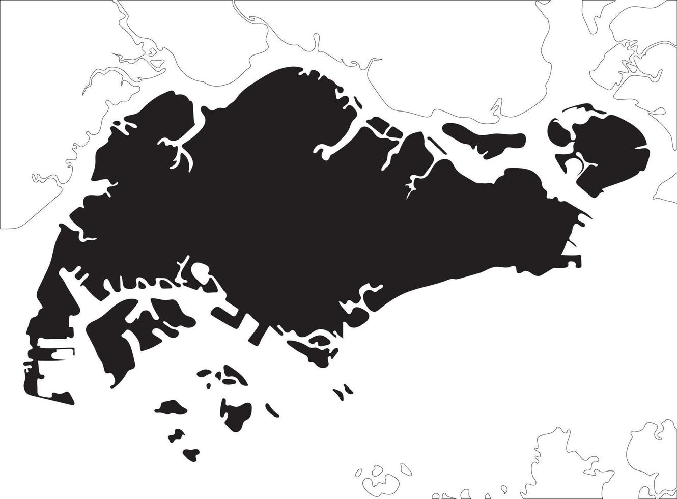 Singapore kaart Aan zwart kleur en wit achtergrond en grens landen lijn vector