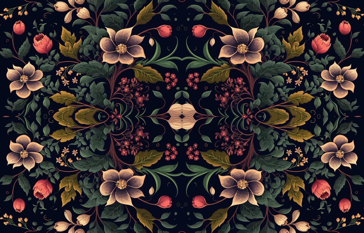 bloemen naadloos kleding stof patroon in donker toon. abstract kleding stof textiel lijn grafisch bloem antiek. etnisch bloemen vector overladen elegant luxe wijnoogst retro stijl. bloemen kunst afdrukken ontwerp voor textiel.