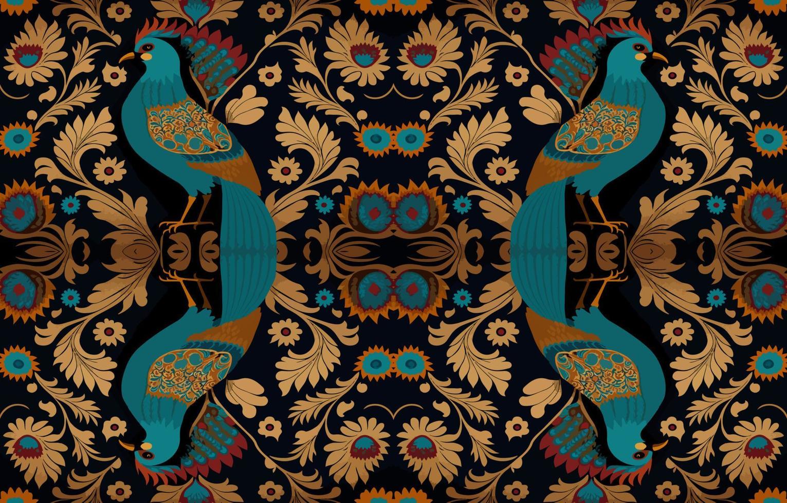 kalkoen kip fazant Pauw kleding stof naadloos patroon. abstract kleding stof textiel lijn grafisch antiek stijl. etnisch vector overladen elegant luxe wijnoogst retro ontwerp. kunst afdrukken voor kleding achtergrond