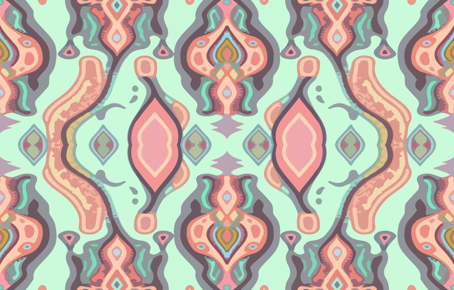 Afrikaanse ikat paisley naadloos patroon pastel kleur. abstract traditioneel volk antiek grafisch paisley lijn. structuur textiel vector illustratie overladen elegant luxe wijnoogst retro stijl.