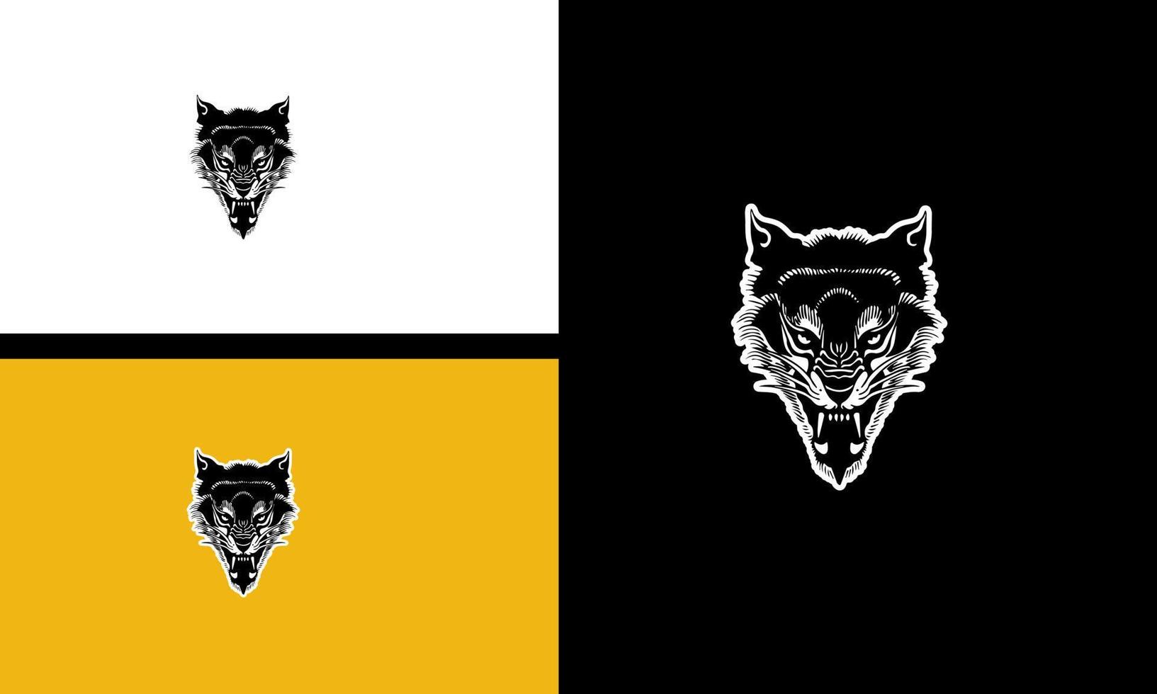hoofd wolf boos vector illustratie schets ontwerp