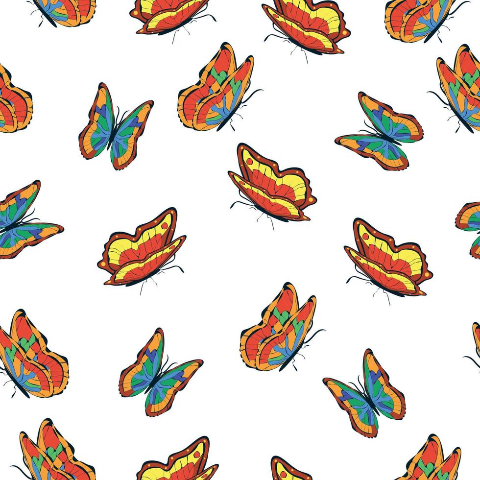 helder veelkleurig vlinders naadloos patroon. behang, achtergrond, kinderen partij, ambacht papier vector