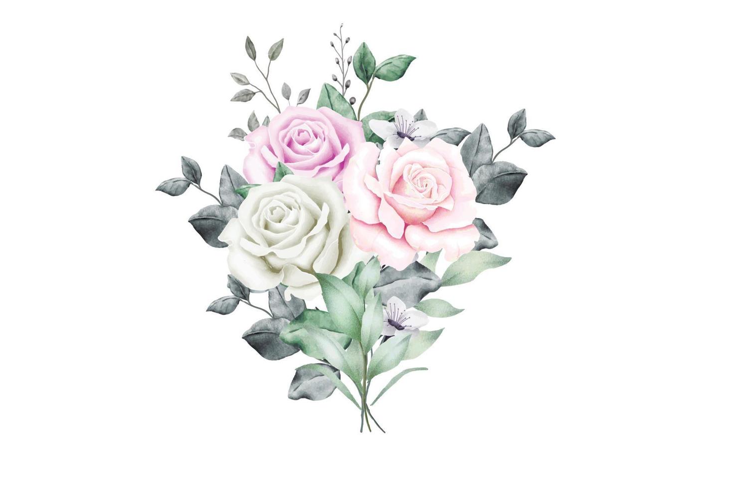 mooi bloemen rozen boquet waterverf vector