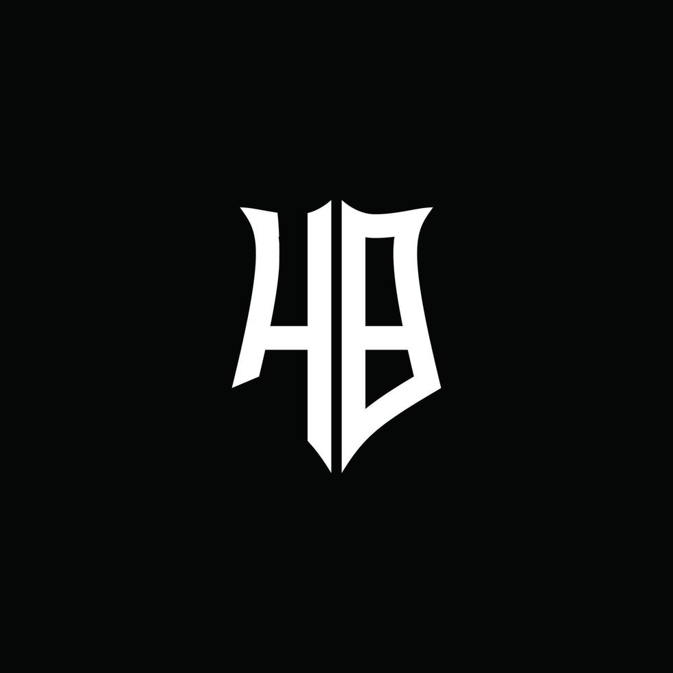 hb monogram brief logo lint met schild stijl geïsoleerd op zwarte achtergrond vector
