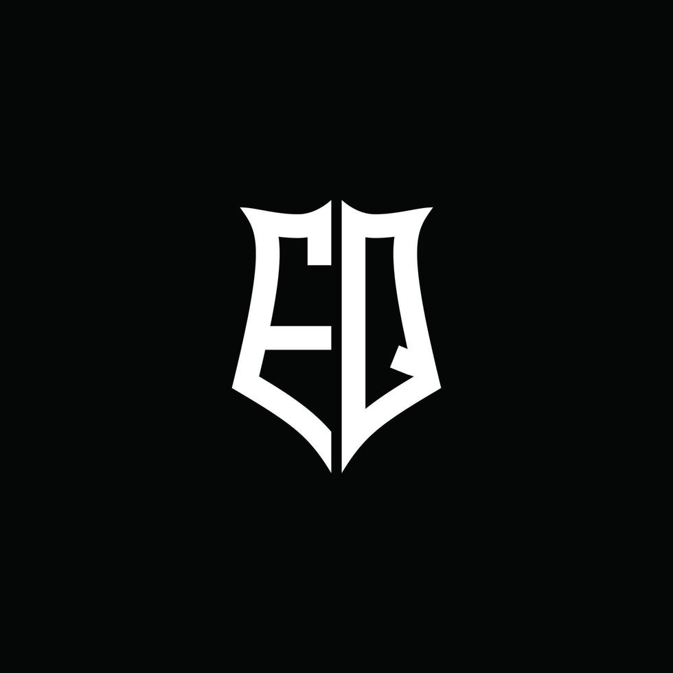 eq monogram brief logo lint met schild stijl geïsoleerd op zwarte achtergrond vector