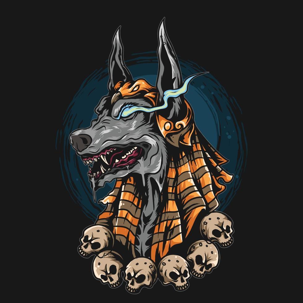 anubis mummie grijnzend fel kunstwerk vector