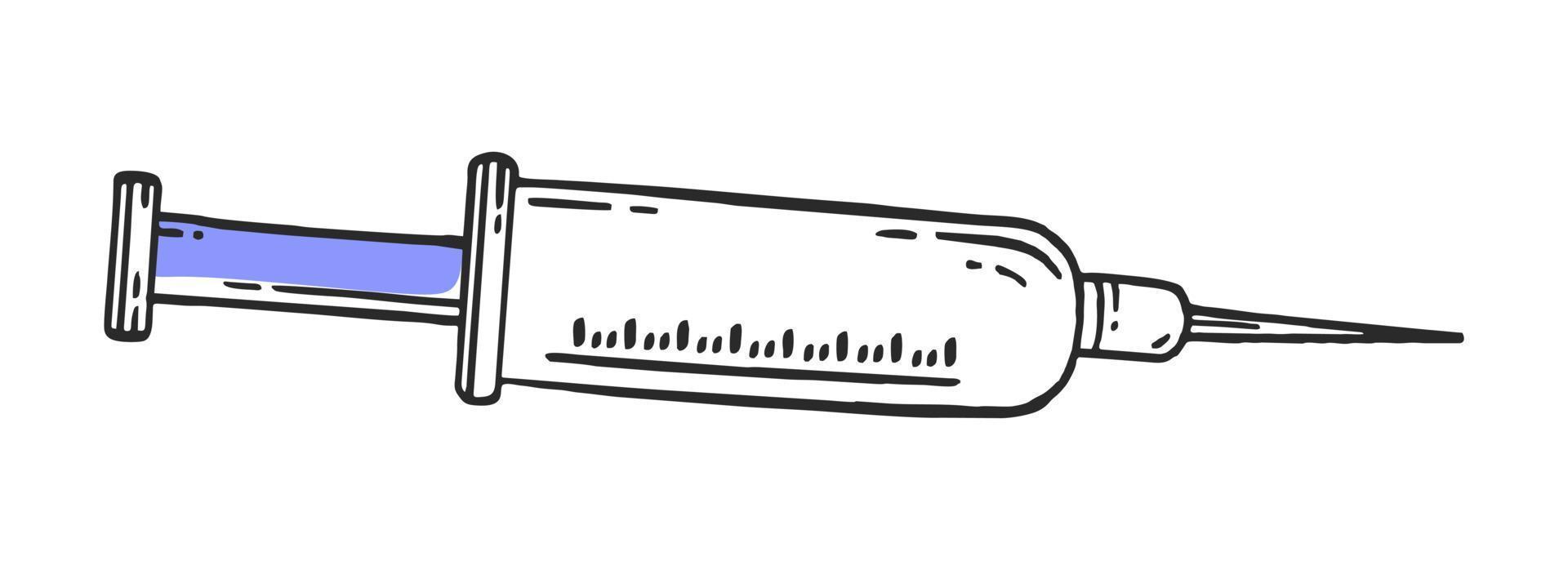 injectiespuit medisch farmaceutisch ziekenhuis apparaat vector illustratie van medisch apparatuur, hand getekend