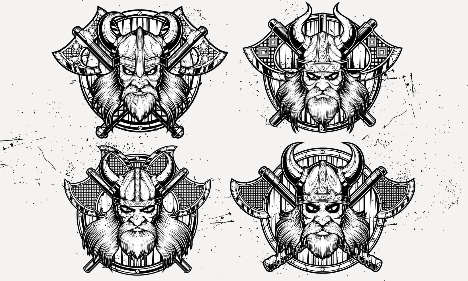 een viking ontwerp is stoutmoedig en krachtig, met symbolen een assen, en schilden, oproepen tot de geest van de onverschrokken krijgers en veroveren vector