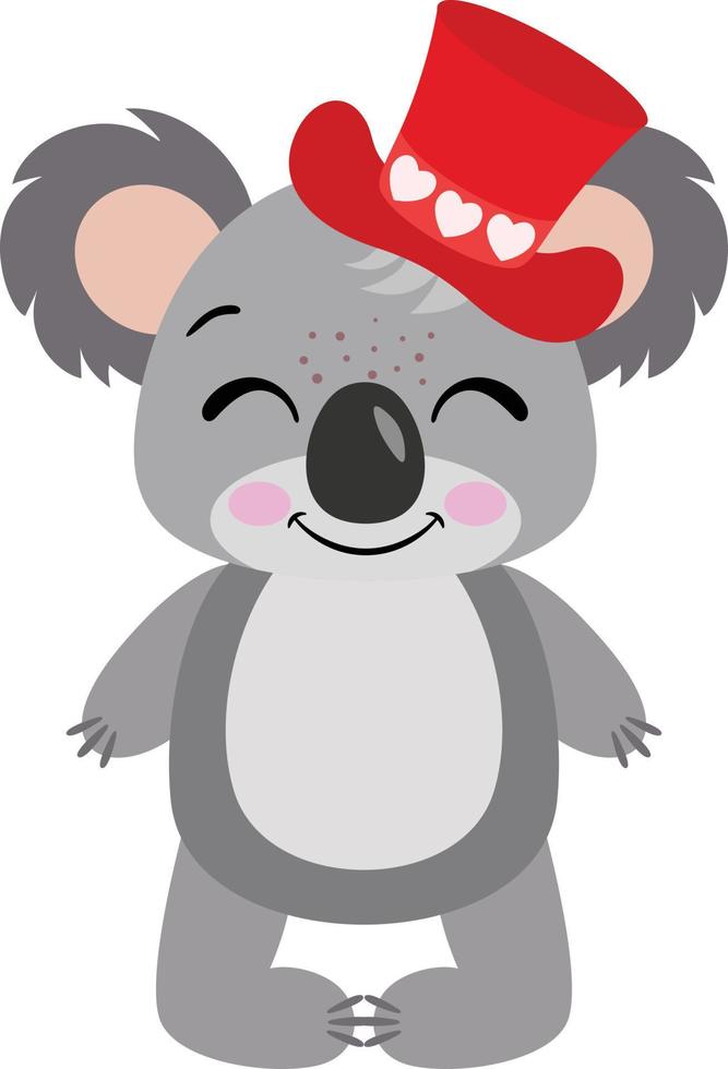 schattig koala met rood hoed vector