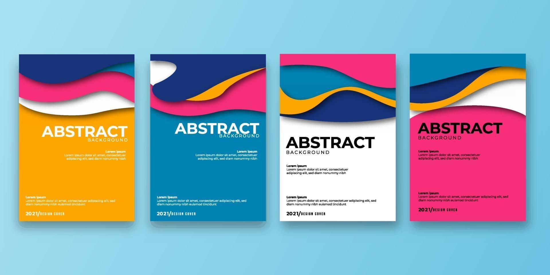 abstracte dekking 3d papier kunst vector illustratie set. kleurrijke achtergronddekking.