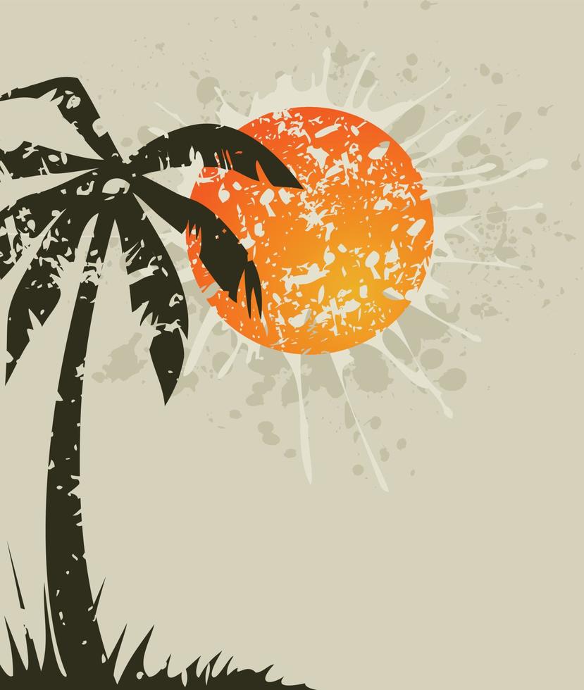 strand retro een kaart met een palm boom. een vector illustratie