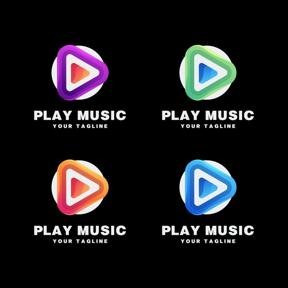 speel muziek logo set vector