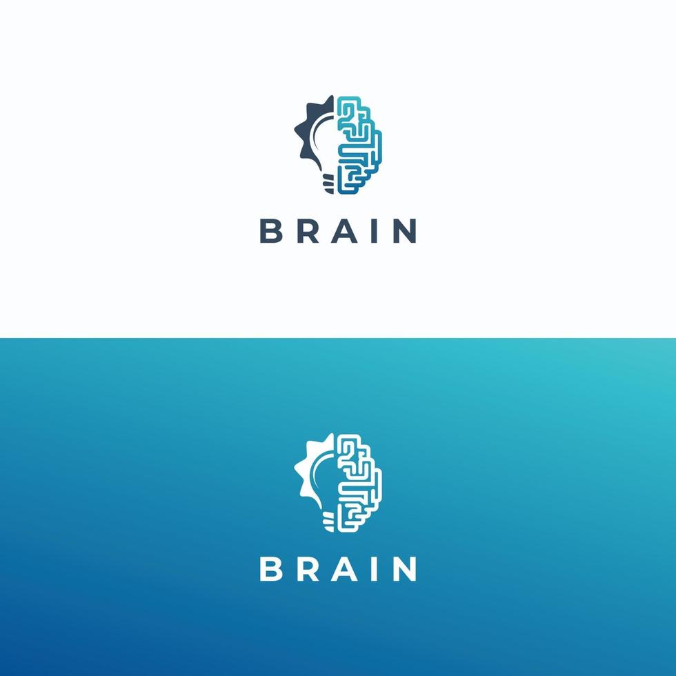 hersenen en lamp logo vector sjabloon