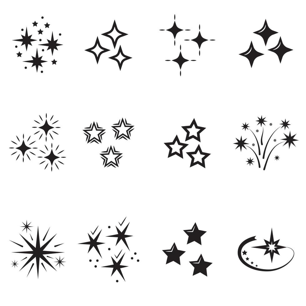 ster pictogrammen. fonkelende sterren. schittert, stralende barst. kerst vector symbolen geïsoleerd