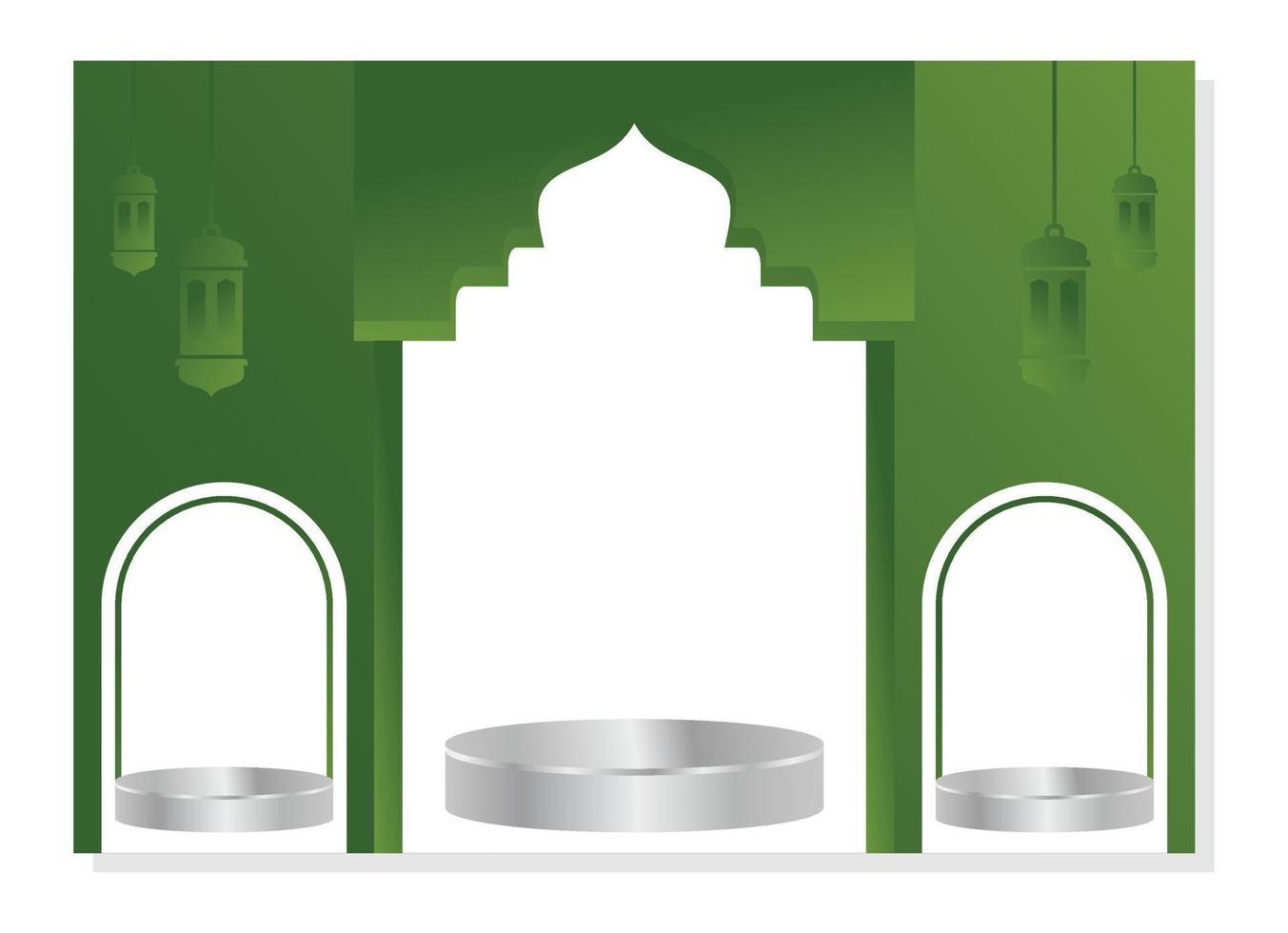 podium sjabloon met Islamitisch nuances, ontwerp voor Product Scherm, presentatie, stadium voor Islamitisch vakantie. gemakkelijk ontwerp illustratie vector