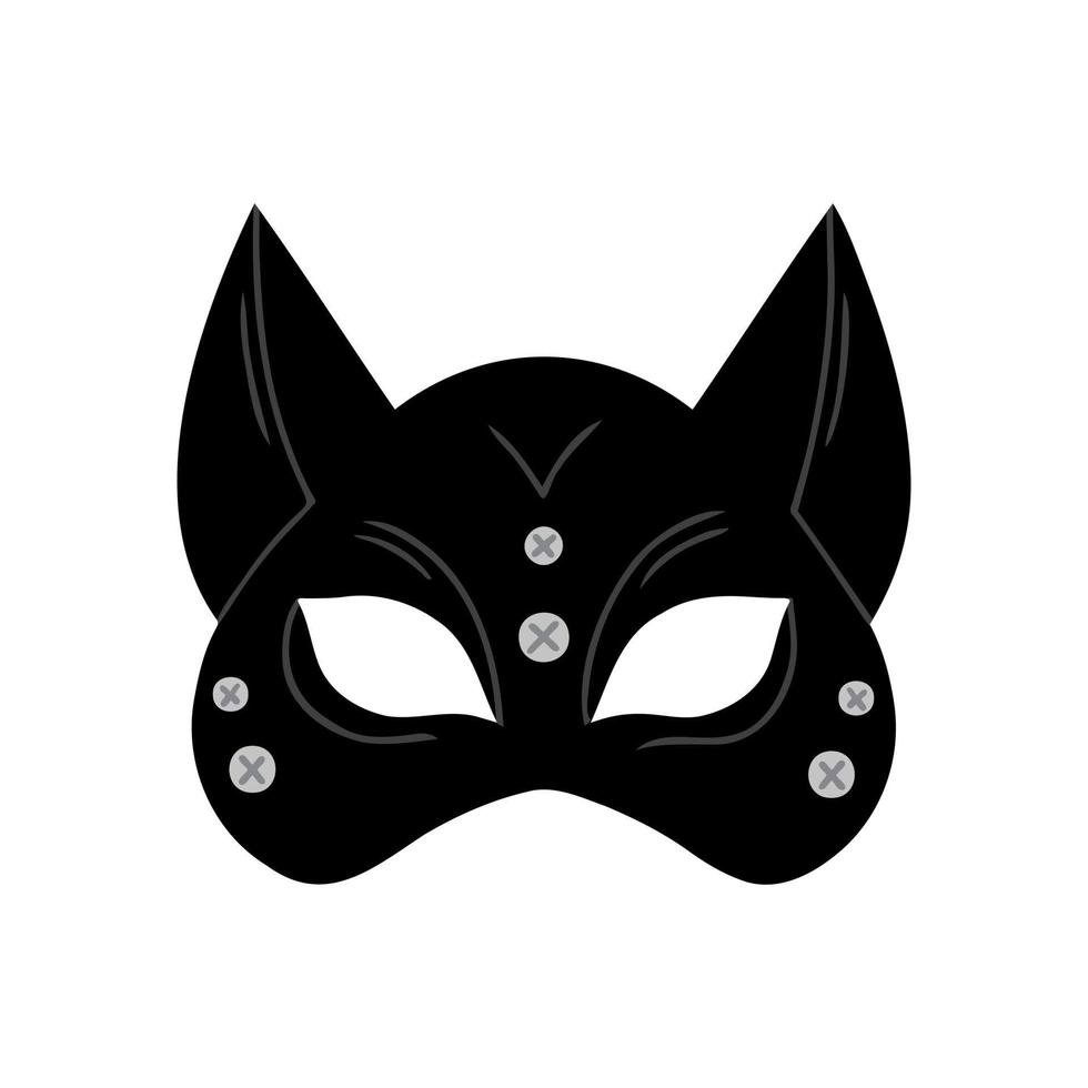 kat masker, zwart leer masker voor Dames. illustratie voor achtergronden, covers en verpakking. beeld kan worden gebruikt voor groet kaarten, affiches, stickers en textiel. geïsoleerd Aan wit achtergrond. vector