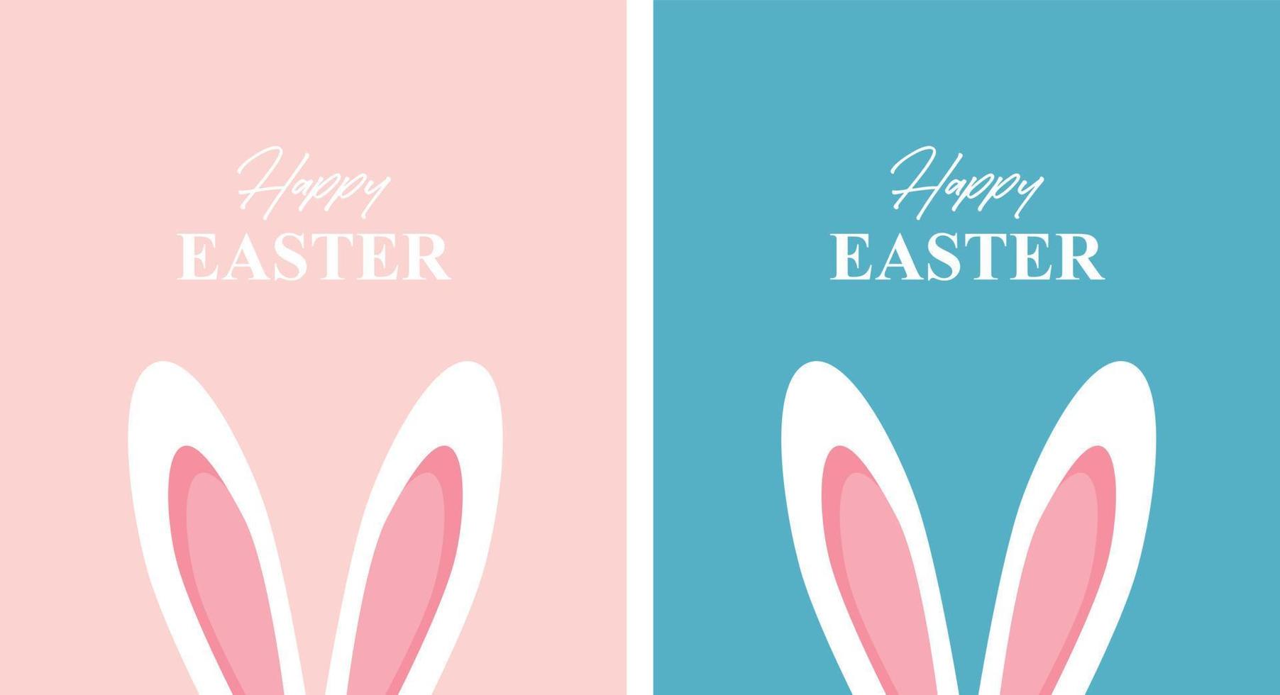 schattig gelukkig Pasen belettering kaart met konijn oren vector