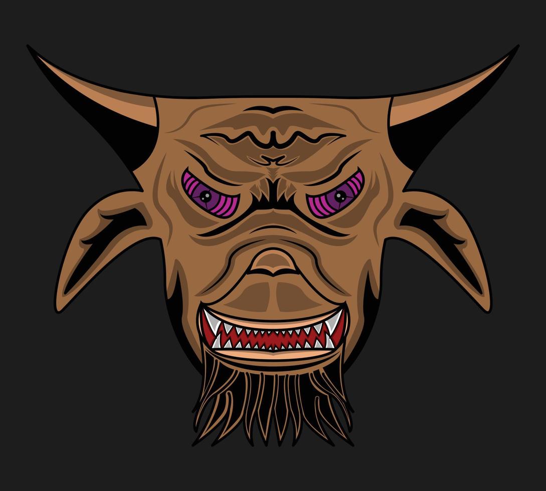 buffel of geit hoofd ontwerp. buffel hoofd icoon met uniek ogen. boos geit hoofd. vectoren, illustraties, pictogrammen, avatars en logo's. geschikt voor t-shirts, affiches, afdrukken media, enz. vector