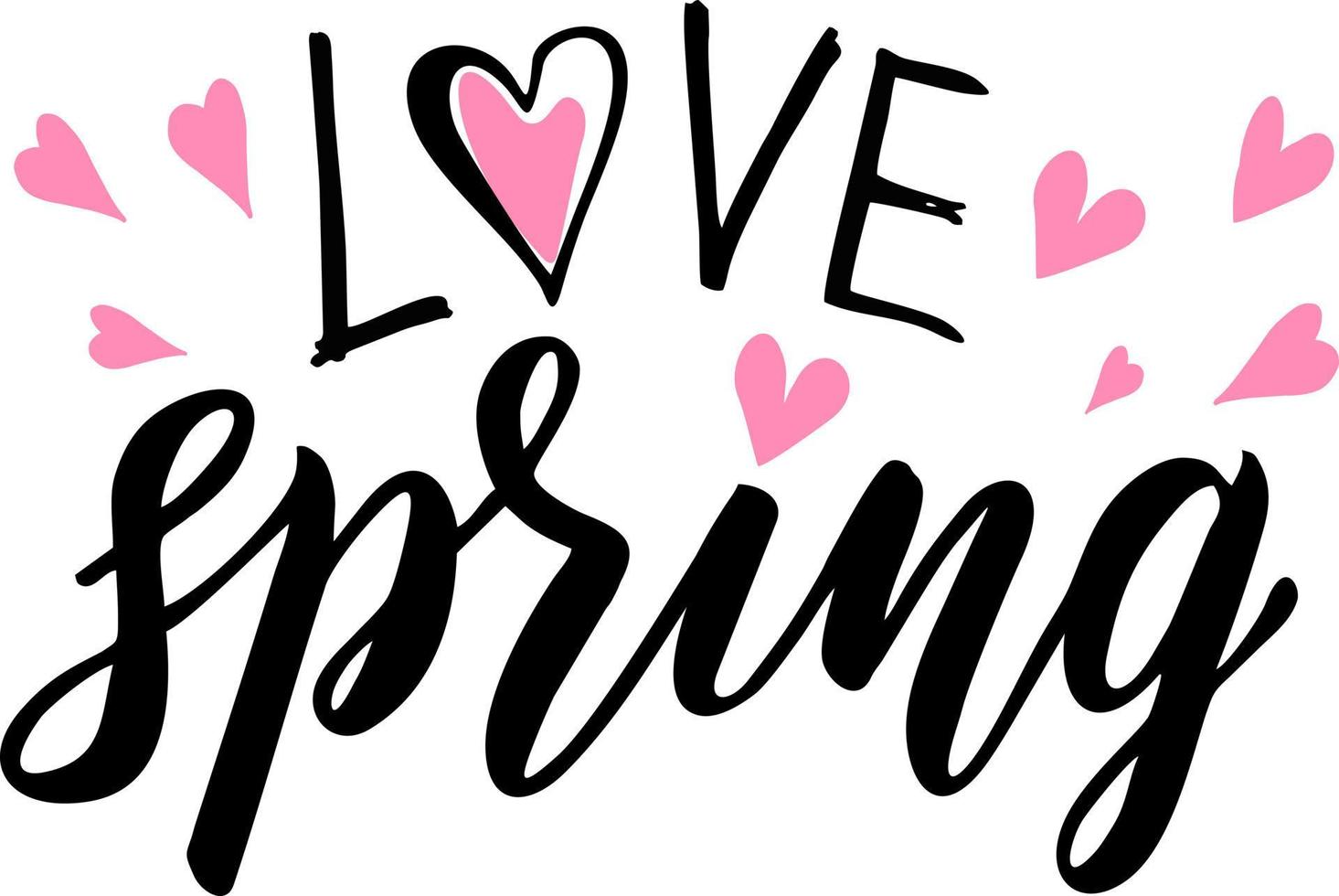 voorjaar belettering. liefde de lente. vector seizoen citaat. hand- belettering, typografisch element voor uw ontwerp. kan worden gedrukt Aan t-shirts, Tassen, affiches, uitnodigingen, kaarten, kussens.