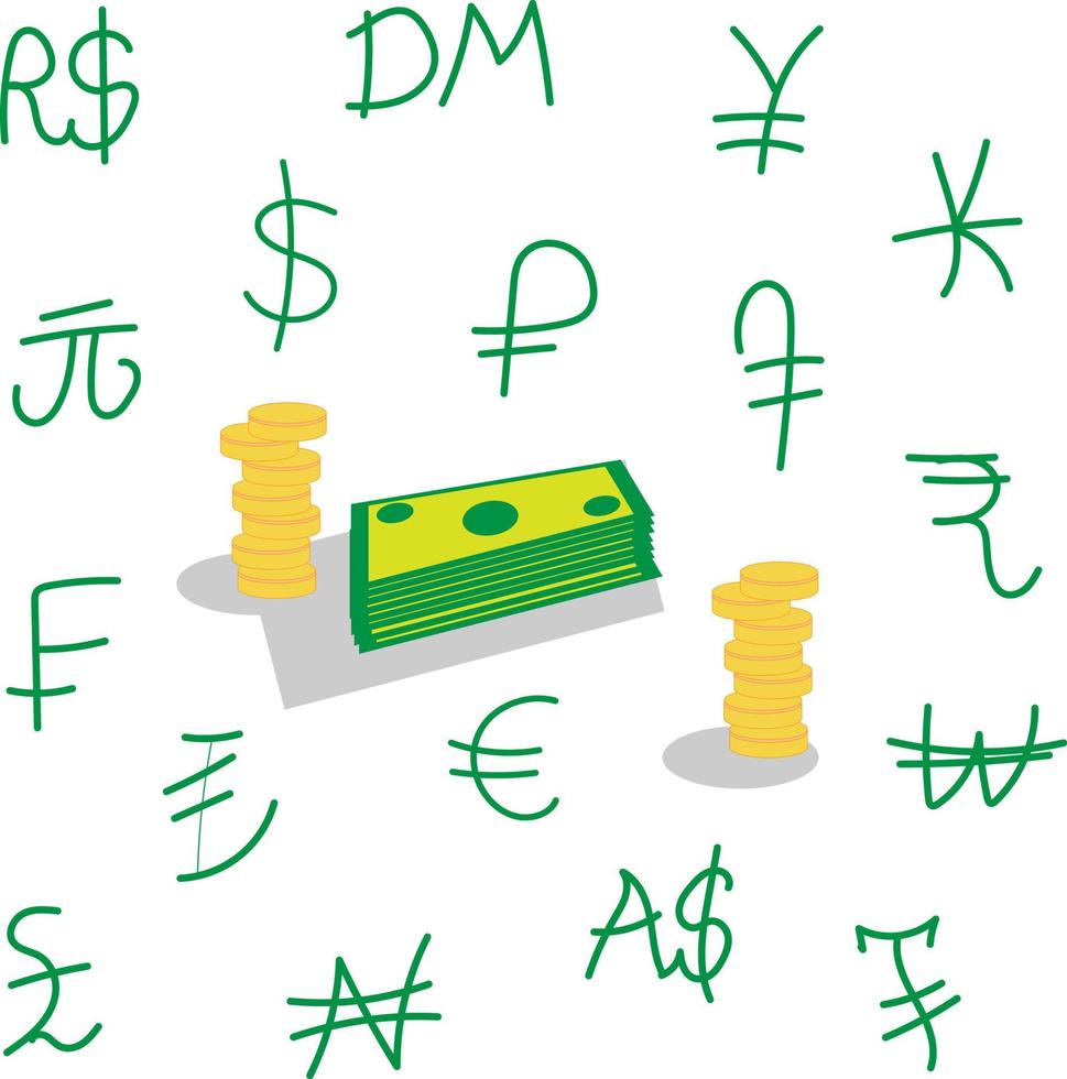 vector illustratie tekens van geld valuta's