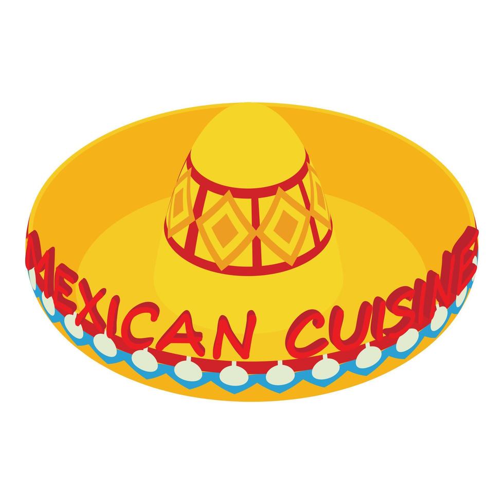 Mexicaans keuken icoon isometrische vector. sombrero en opschrift Mexicaans keuken vector