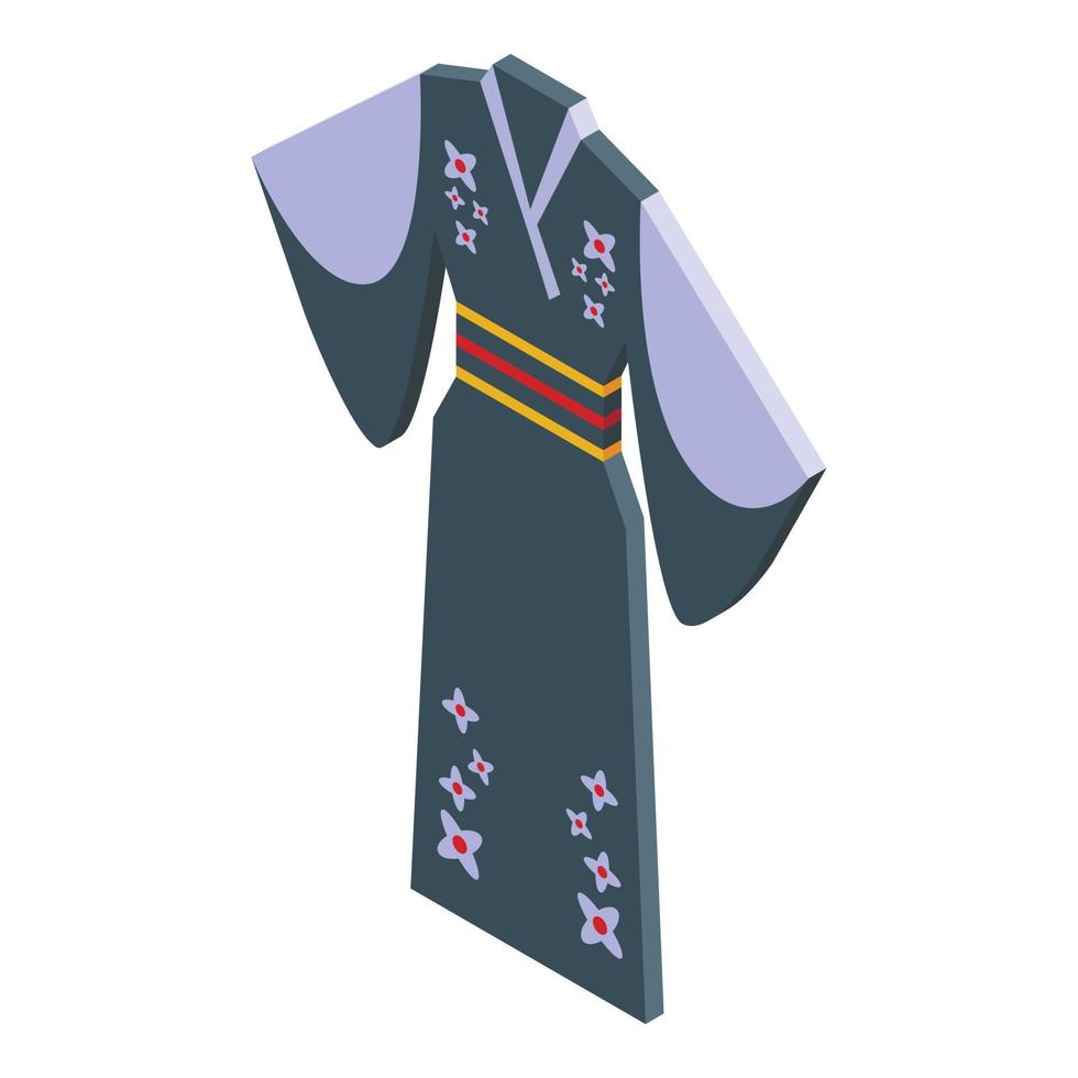 zwart kimono icoon isometrische vector. Aziatisch mode vector